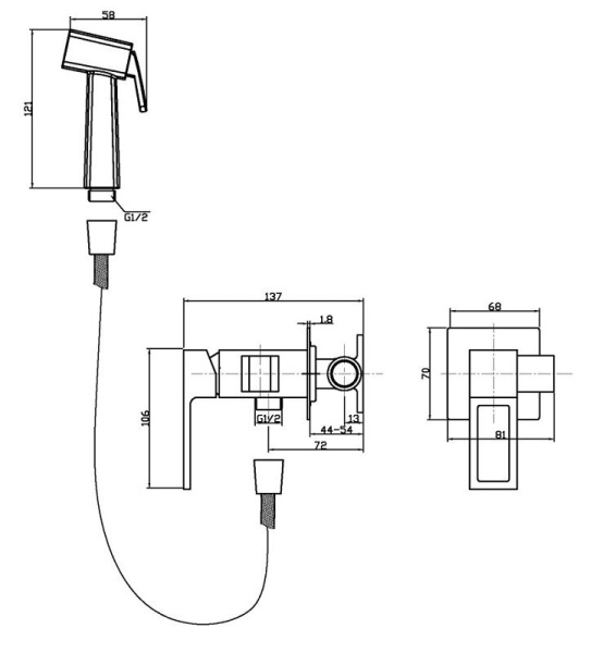 Гигиенический набор BelBagno Luce LUC-HGN-NERO